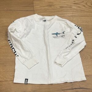 Salty Crew White Long Sleeve Tee with Shark Logo small